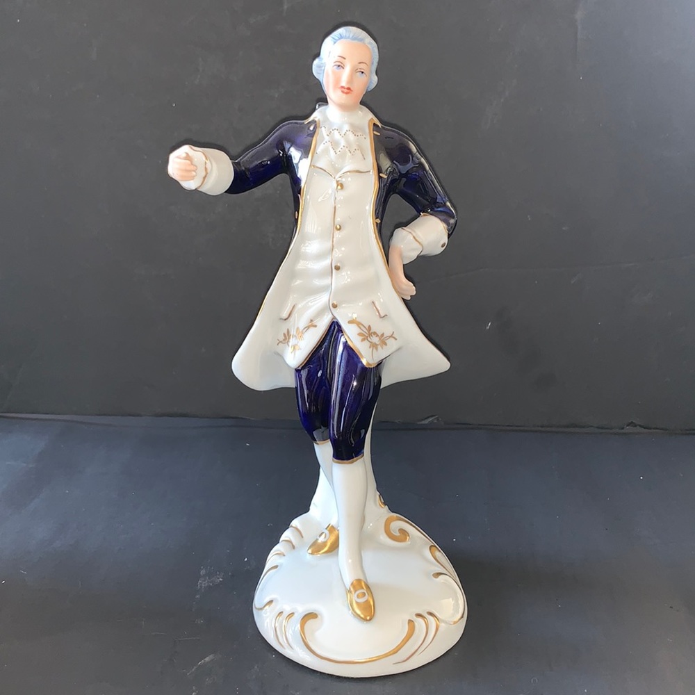 vintage royal dux porcelain elegant man figurine #27 pink triangle gold label